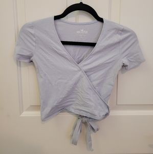 Hollister Wrap/Tie Light Blue Cropped Tee